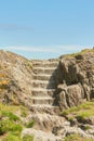 Stairs of Ruins of The Black Castle in Wicklow, Ireland.