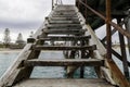 Stairs on the side of Port Noarlunga Jetty for snorkling, scuba