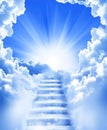 Stairs sky cloud stairs in sky bright light from heaven beautiful light Royalty Free Stock Photo