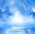 Stairs sky cloud stairs in sky bright light from heaven beautiful light Royalty Free Stock Photo