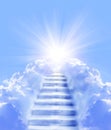 Stairs sky cloud stairs in sky bright light from heaven beautiful light Royalty Free Stock Photo