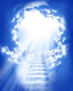 Stairs sky cloud stairs in sky bright light from heaven beautiful light Royalty Free Stock Photo