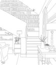Stairs Space for Book Cupboard Vector Outline