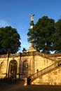 Stairs and statue of the golden angel in Munich, Germany