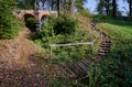 Stairs and stone viaduct in the park Muskauer