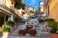 Stairs street in Taormina, Sicily, Italy