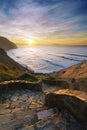 Stairs to the Barrika beach at sunset Royalty Free Stock Photo