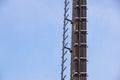 Stairs to the comunications pole with wires and cable