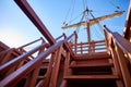 Stairs to de deck of the spanish replica of the Nao de Santa Maria