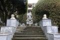 Stairs to Fountain Goddess Night in Gurzuf Park Royalty Free Stock Photo