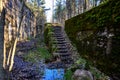 stairs to the gunpowder store. concrete structure. Passage to the powder cellar.