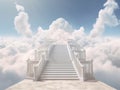 Stairs to heaven visualization. Stone stairs going up to the cloudy sky visualization. Bright light visible in clouds Royalty Free Stock Photo