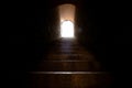 Stairs to the light. End of the tunnel. Afterlife concept. To the heaven concept Royalty Free Stock Photo