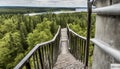 Stairs to the lookout tower at Kavaru, Lindi Nature Reserve. Estonia. Europe. Entrance the observation tower.