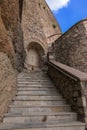Stairs to the Monastery of Varlaam of the Meteora Eastern Orthodox monasteries complex in Kalabaka, Trikala, Thessaly Royalty Free Stock Photo