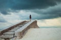 Stairs to nowhere - lonely figure Royalty Free Stock Photo