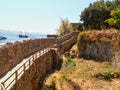 stairs to an old castle wall Royalty Free Stock Photo