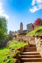 Stairs to old ruins of Lowenburg castle, Bergpark