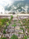 stairs, stairs to the sky, reflection, water, clouds, Royalty Free Stock Photo