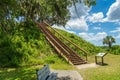 Stairs to Temple Mound A - Crystal River Archaeological State Park, Crystal River, Florida, USA