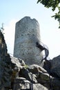 Stairs to tower of ruins of castle Frydstejn