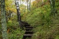 Stairs to woodland trail in Black river national forest in Michigan upper Peninsula Royalty Free Stock Photo