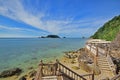 Stairs towards Pasir Panjang at Pulau Kapas Island, Marang, Terengganu, Malaysia with a view of smaller Pulau Gemia Royalty Free Stock Photo