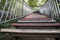 Stairs up. Bottom view. park. Open iron staircase in the Park, bottom view