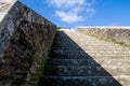 Stairs up the entrance of Portomarin. Royalty Free Stock Photo