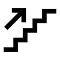 Stairs up icon. Stairs with up arrow black icon. Vector isolated Royalty Free Stock Photo