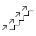 Stairs up icon. Stairs with up arrow black icon. Vector isolated Royalty Free Stock Photo