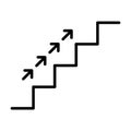 Stairs up icon. Stairs with up arrow black icon. Vector isolated Royalty Free Stock Photo