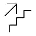 Stairs up icon. Stairs with up arrow black icon. Vector isolated Royalty Free Stock Photo