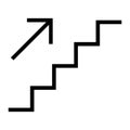 Stairs up icon. Stairs with up arrow black icon. Vector isolated Royalty Free Stock Photo