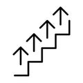 Stairs up icon. Stairs with up arrow black icon. Vector isolated Royalty Free Stock Photo
