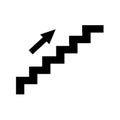 Stairs up vector icon. Up, down ,step, top symbol. Arrow, ladder, stairway, step icon. Linear style sign for mobile