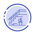 Stairs, Upstairs, Floor, Stage, Home Blue Dotted Line Line Icon