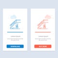 Stairs, Upstairs, Floor, Stage, Home Blue and Red Download and Buy Now web Widget Card Template