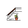 Stairs, Upstairs, Floor, Stage, Home  Flat Color Icon. Vector icon banner Template Royalty Free Stock Photo