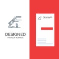 Stairs, Upstairs, Floor, Stage, Home Grey Logo Design and Business Card Template Royalty Free Stock Photo