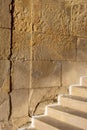 Stairs and wall textures of a limestone smooth rock