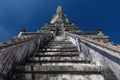 Stairs at Wat Arun temple, Bangkok. Blue sky in background. Royalty Free Stock Photo