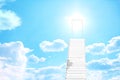 Stairs with white door on sky to sun for heaven background Royalty Free Stock Photo