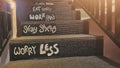 stairs with wise words in a house in bandung, Indonesia