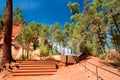 Stairs on wlking path on Le Sentier des Ocres in Roussillon in F Royalty Free Stock Photo