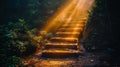 Stairway Ascending to Light in Cave