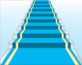 Stairway with blue track