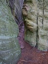 Stairway through a Crack between Rocks on the Mullerthal Trail in Berdorf, Luxembourg