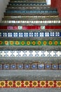 Colorful Mexican tiles decorating stairway