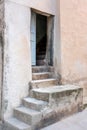 Stairway entrance to old mediterranean house in corsica island Royalty Free Stock Photo